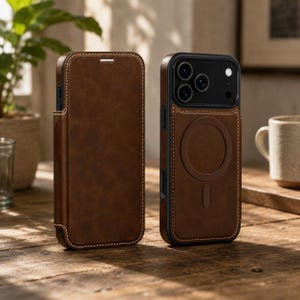 Magnetic Leather Wallet Phone Case with Flip Cover & Card Holder, Luxury Shockproof Case for iPhone 17, 16, 15, 14, 13, 12, 11 Pro Max