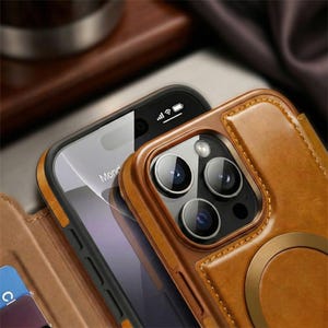 Magnetic Leather Wallet Phone Case with Flip Cover & Card Holder, Luxury Shockproof Case for iPhone 17, 16, 15, 14, 13, 12, 11 Pro Max