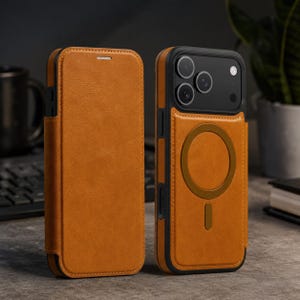 Magnetic Leather Wallet Phone Case with Flip Cover & Card Holder, Luxury Shockproof Case for iPhone 17, 16, 15, 14, 13, 12, 11 Pro Max