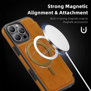 Magnetic Leather Wallet Phone Case with Flip Cover & Card Holder, Luxury Shockproof Case for iPhone 17, 16, 15, 14, 13, 12, 11 Pro Max