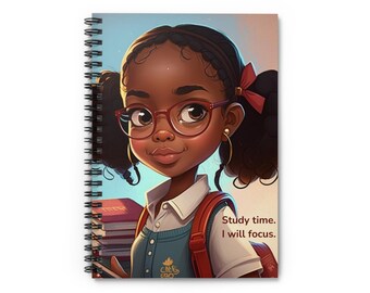 Lernzeit Kinder Notizbuch | I Will Focus Affirmation Spiralbuch für Kinder