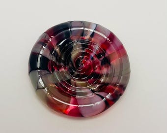 Hand Blown Glass Coins, Spiral Design, Oregon Coast Art Glass, Set of 2