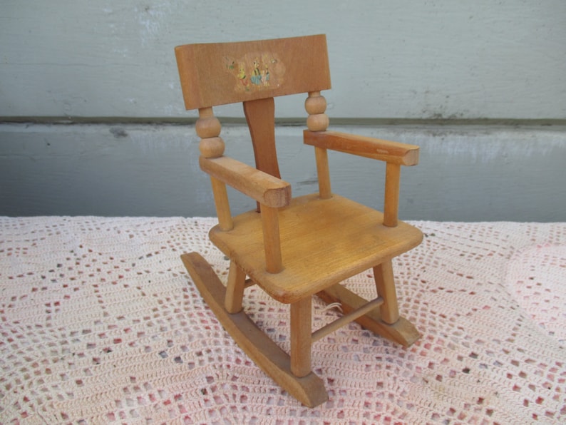 Vintage Strombecker Wood Rocking Chair Doll Dollhouse Mid | Etsy