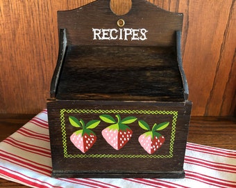 Rustic Primitive Farmhouse Kitchen Decor SPECIAL SALE **Vintage Kimco Recipe Box Wooden for Wall or Countertop Storage 1970s wall box