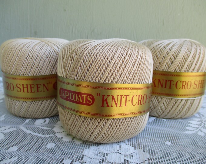 J. P. Coats Knit Cro Sheen Crochet Thread Vintage Ecru Beige 4 Etsy