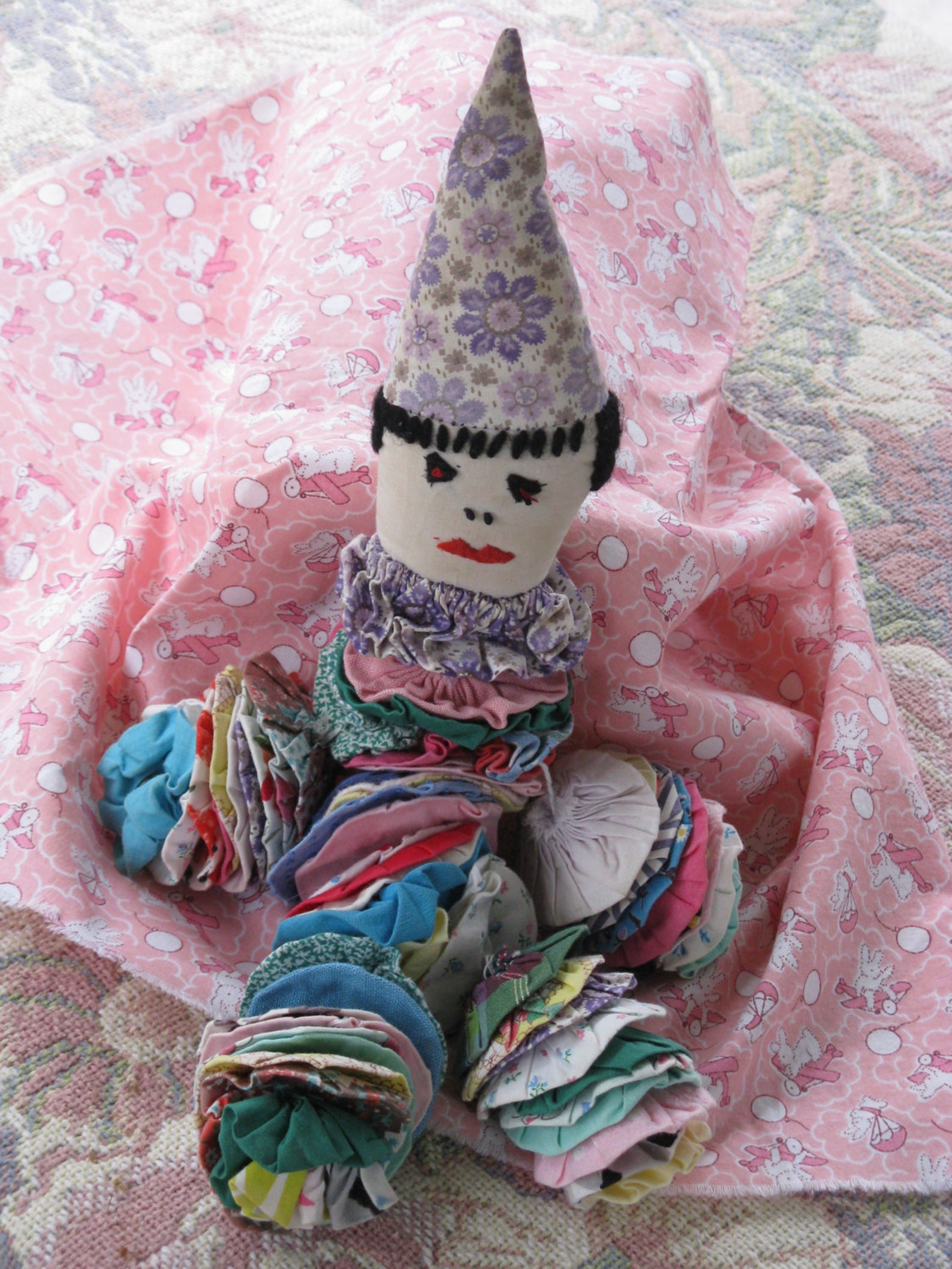 Vintage Yo Yo Clown Doll 1930's1940's Fabric Quilt Yo Etsy