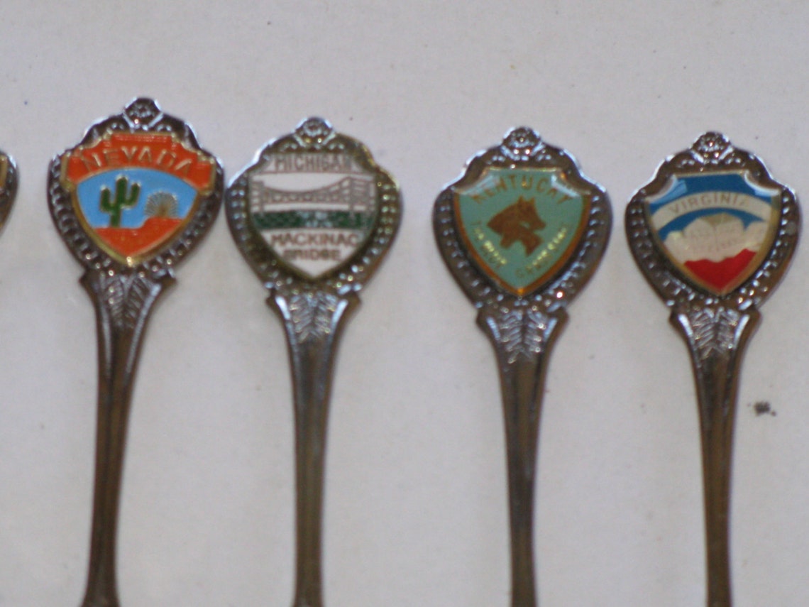 Souvenir State SPOONS Collectible set of 8 Vintage USA States Etsy