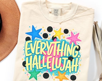 Comfort Colors Christian Shirt Gift, Everything Hallelujah Retro Faith Tee