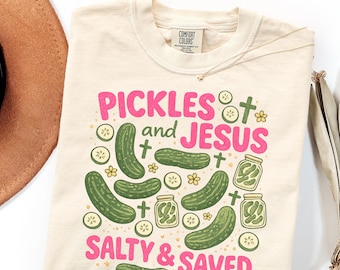 Comfort Colors Christian Pickle Shirt Cute Salty Saved Jesus Gift Retro Tee