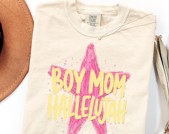 Comfort Colors Shirt, Boy Mom Hallelujah Christian Mom Gift