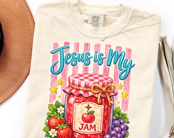Comfort Colors Shirt Gift, Jesus Is My Jam Christian Cottagecore Tee