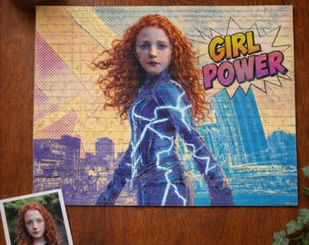 Personalisiertes Superhelden Foto Puzzle – Personalisiertes Comic Foto Puzzle Geschenk