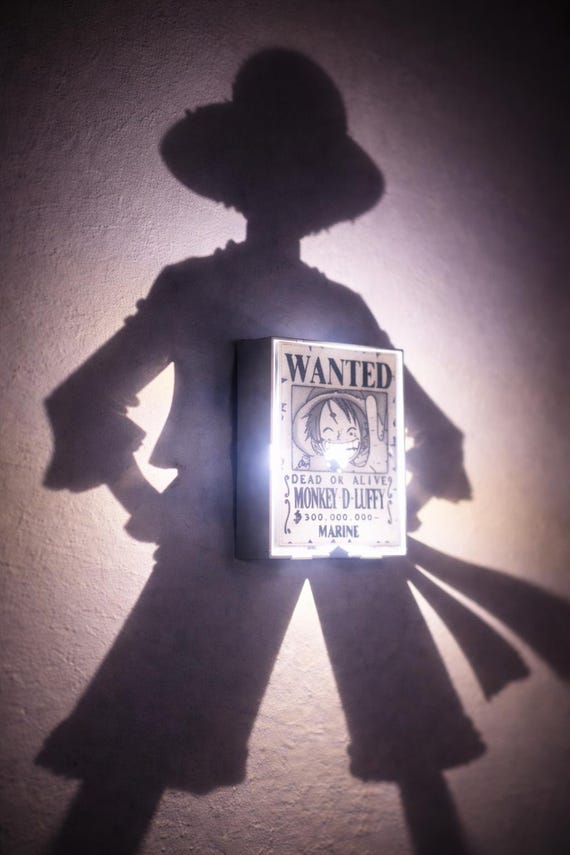 Monkey D Luffy Shadow Lamp, One Piece Anime Night Light, Pirate Room Decor
