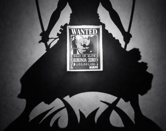 Applique murale Roronoa Zoro Shadow, veilleuse Silhouette One Piece série « Wanted »