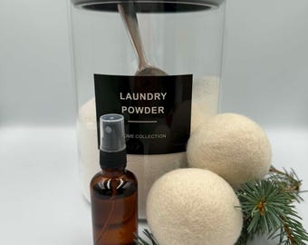 Laundry Bundle Gift Set | Wool Dryer Balls | Dryer Ball Spray | Natural Powdered Soap | Starter Kit