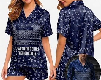 Conjunto de pijama de la tabla periódica, pijama científico, regalo de química, pijama para nerds, camiseta científica divertida, conjunto de pijama a juego, regalo para profesores