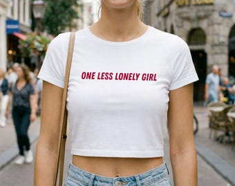 Camiseta infantil "One Less Lonely Girl", estilo Y2K de los 90, corta para conciertos.