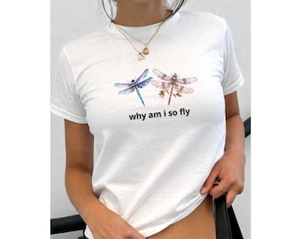 Camiseta de bebé con libélula, ¿por qué soy tan genial, libélula?, Top de insecto, Grande, Caprichoso, Estilo vintage retro coqueto