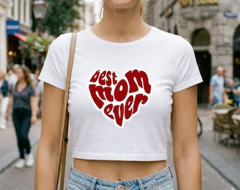 Camiseta para bebé "La mejor mamá del mundo", top corto para mamá, camiseta para el Día de la Madre, regalo para mamá, camiseta gráfica de moda, camiseta minimalista para mamá, conjunto adorable para mamá.