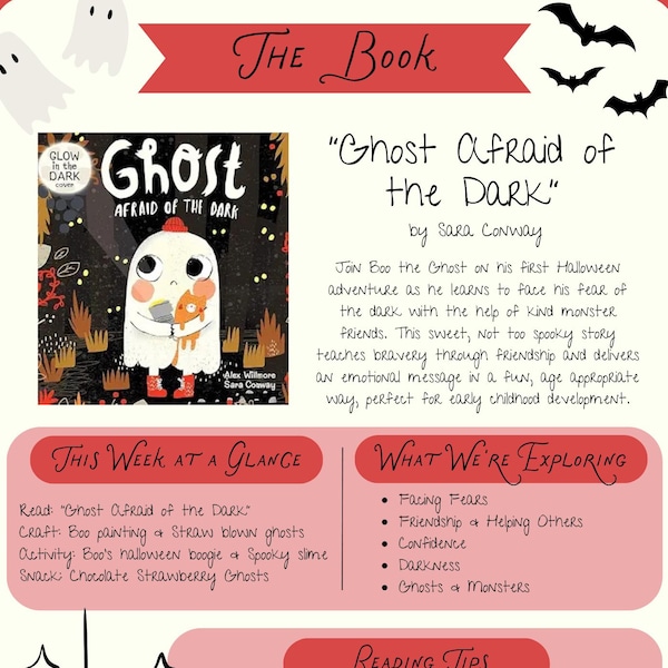 Ghost Afraid of the Dark Toddler Activities | Storybook Club Guide