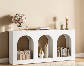 Long Console Table White Entryway Table Arched Shelf Sofa Hallway Storage
