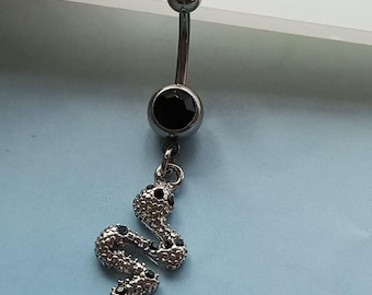 Piercing para ombligo de acero quirúrgico de 14G y 10 mm con forma de serpiente, barra curva, barra para ombligo.