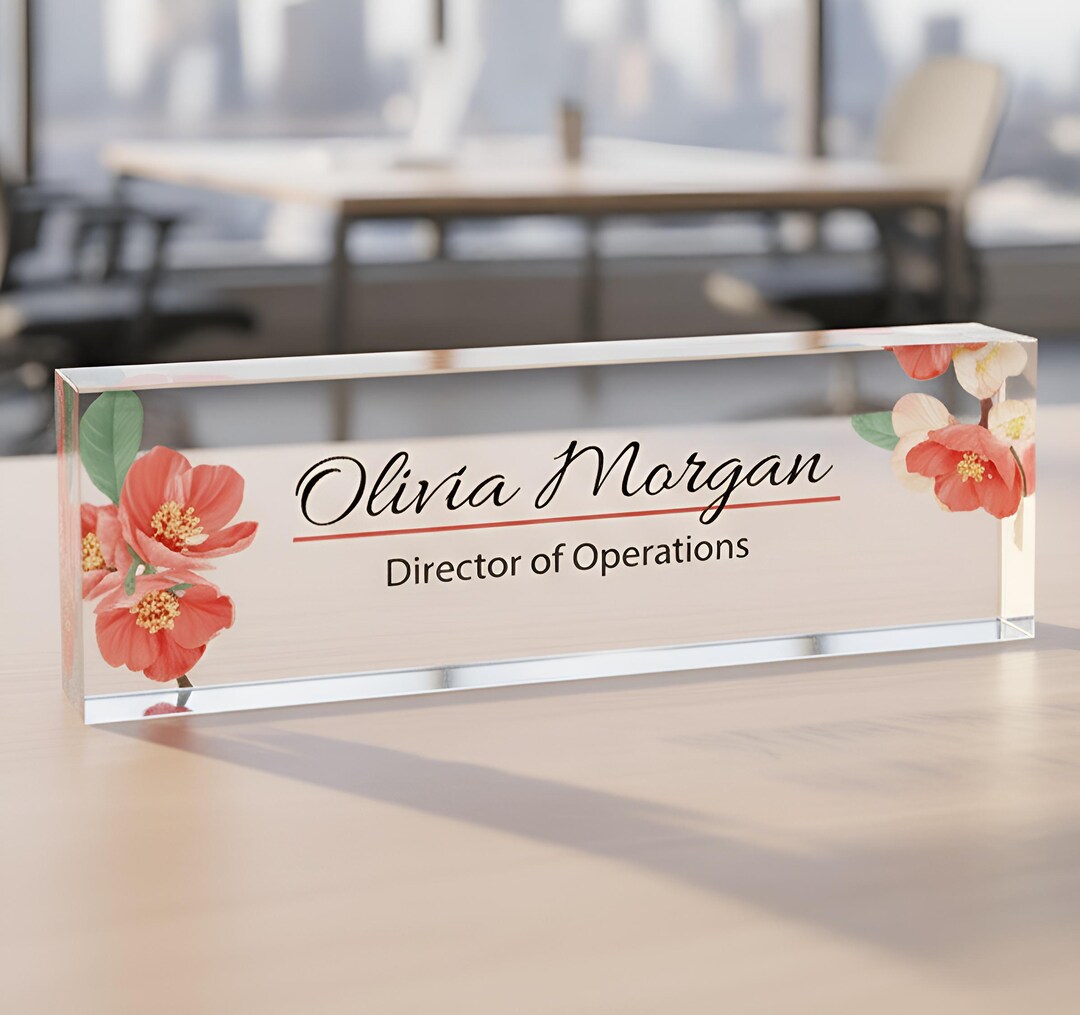 Personalized Acrylic Desk Name Plate: Modern Office Sign With Acrylic ...