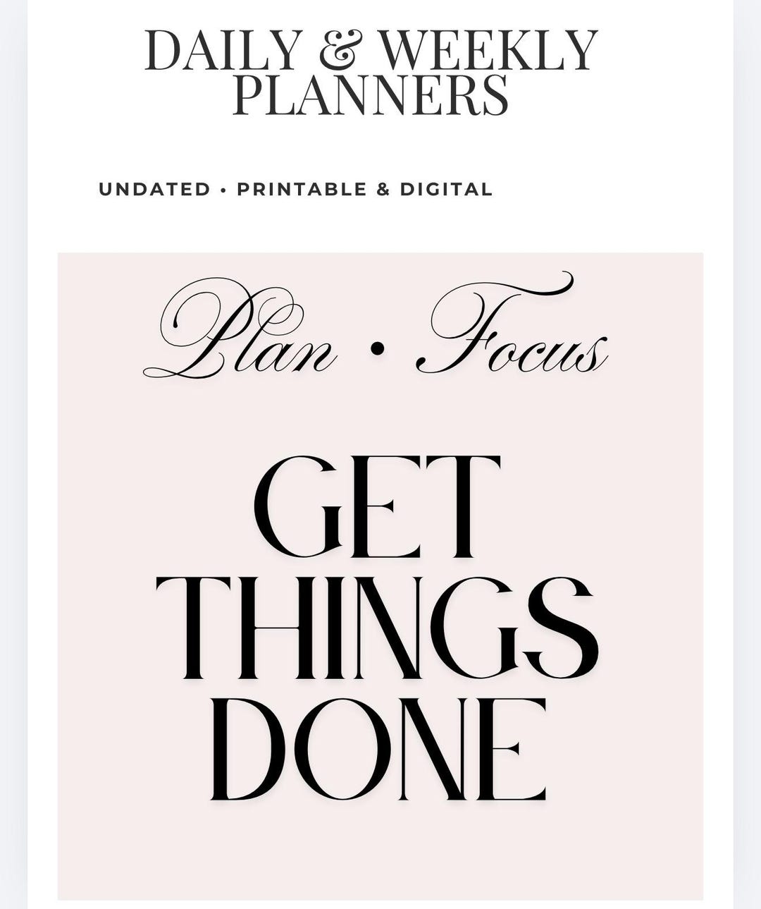Daily & Weekly Planner Printable | Undated Productivity Planner ...