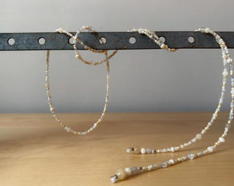 handmade freshwater pearl and white beaded wrap necklace