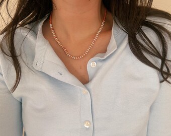glass and shoushan stone beaded necklace