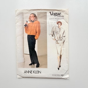 1985 Vogue 1661 Symönster - Anne Klein Jacka Kjol Byxor Koordinater (Storlek 14) - Klipp och slutför