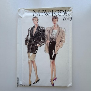 1990s New Look 6089 Sewing Pattern - Misses Jacket And Skirt (Sizes 10-22) - Uncut And Factory Folded
