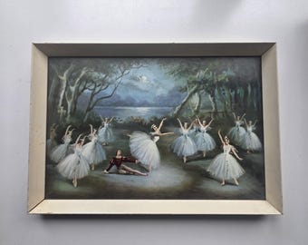 Vintage Framed Ballet Print "Giselle" Signed C. Coombs Under Glass – 40 x 28 x 2.5 cm (15.7 x 11.0 x 1.0 in)