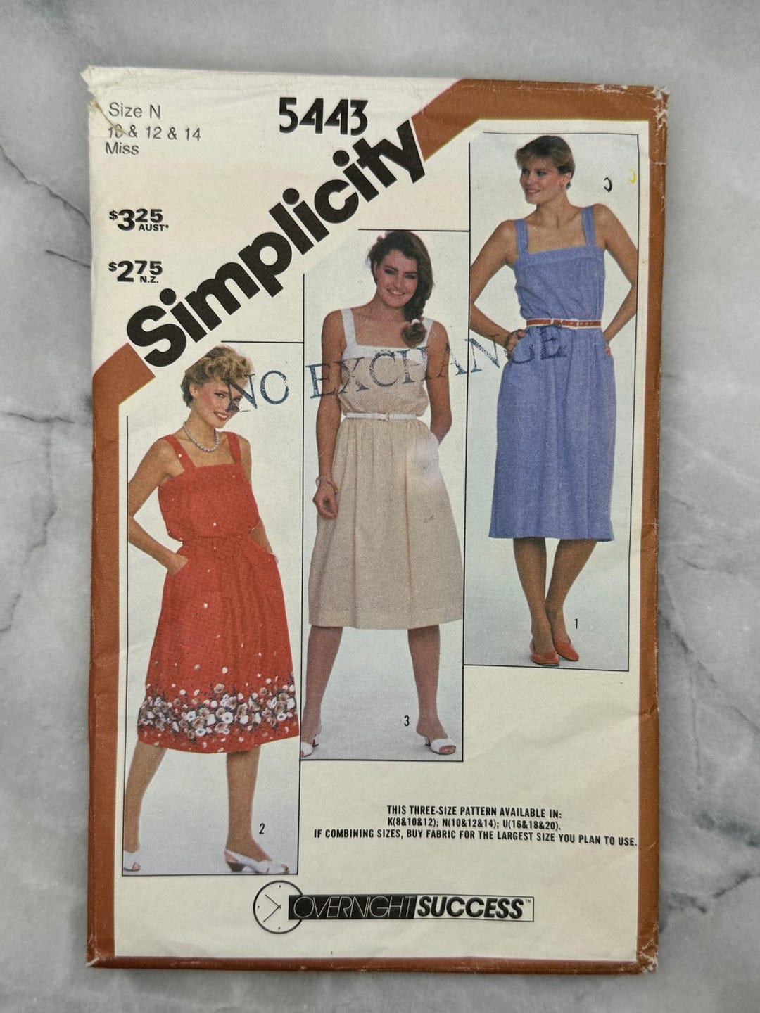 1982 Simplicity 5443 Sewing Pattern - Misses' Sundress (sizes 10-12-14 ...