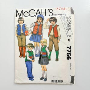 1981 McCall's 7756 Symönster - Barnväst, kjol, byxor eller trosor och applikationer (storlek 3) - Oklippt och fabriksvikt