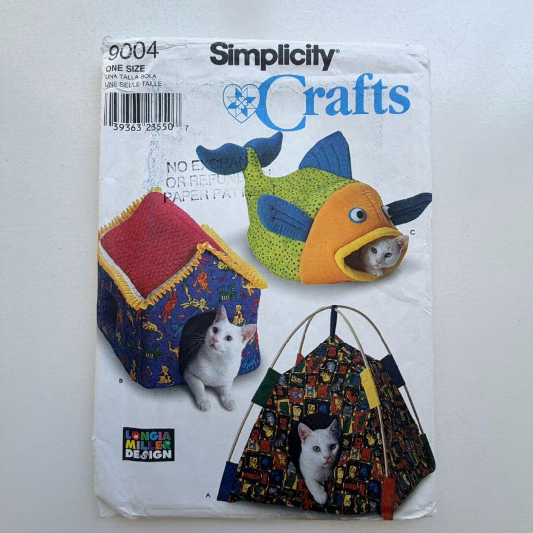1999 Simplicity 9004 Sewing Pattern – Cat Beds & Cat House (pet ...