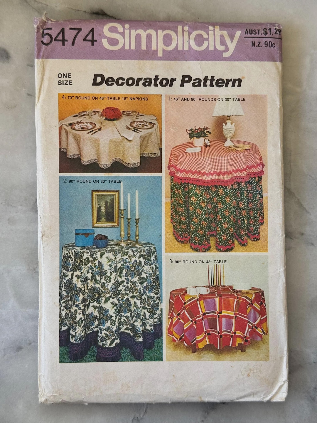Simplicity 5473 Pattern 1973 Simplicity 5474 Sewing Pattern - Round Tablecloths & Napkins ...