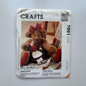 1995 McCall’s 7981 Sewing Pattern - Gracie Bear & Doll Crafts - One Size - Uncut and Factory Folded