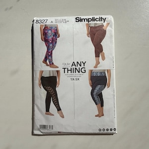 2017 Simplicity 8327 Sewing Pattern – Knit Leggings (Sizes 1X–5X) – Uncut and Factory Folded