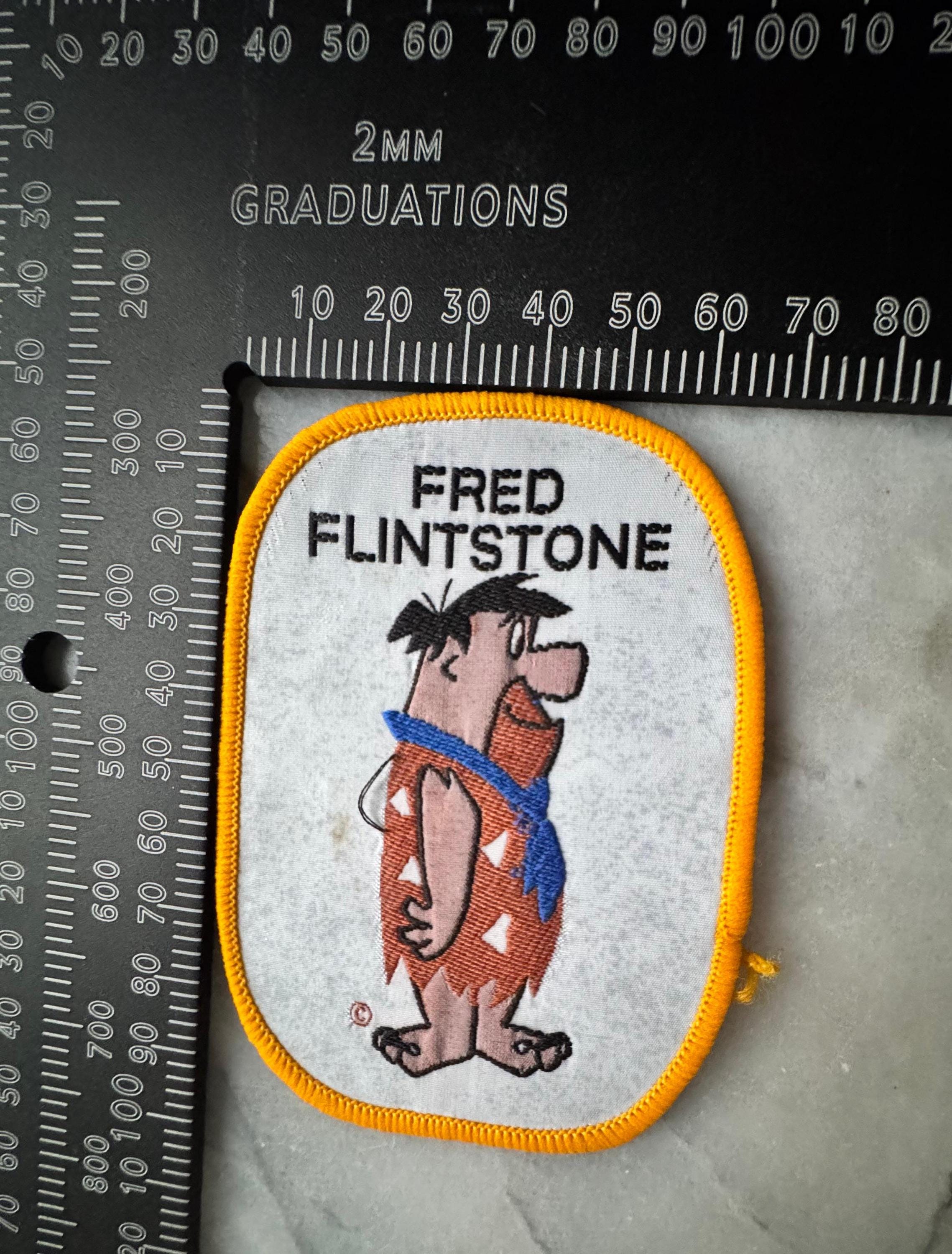 1980s Fred Flintstone Cartoon Patch – Oval Fabric Design With Yellow ...