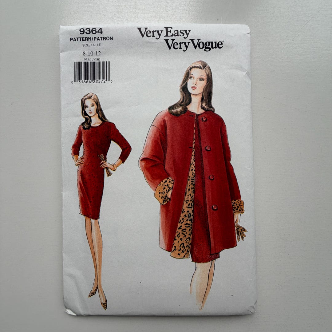 1995 Vogue 9364 Sewing Pattern – Coat and Dress (sizes 8–12) – Uncut ...