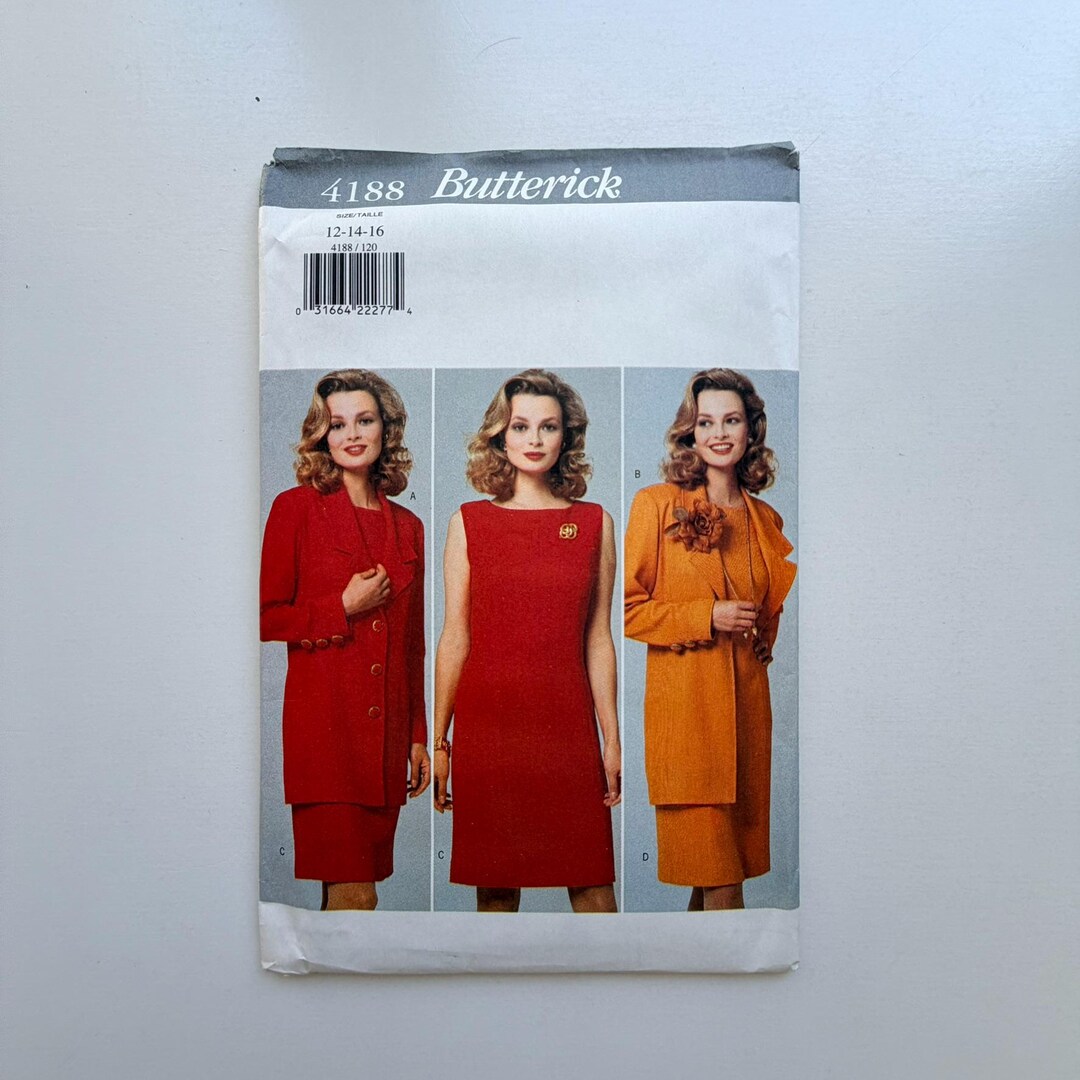 1998 Butterick 4188 Sewing Pattern – Misses Jacket and Dress (sizes 12 ...