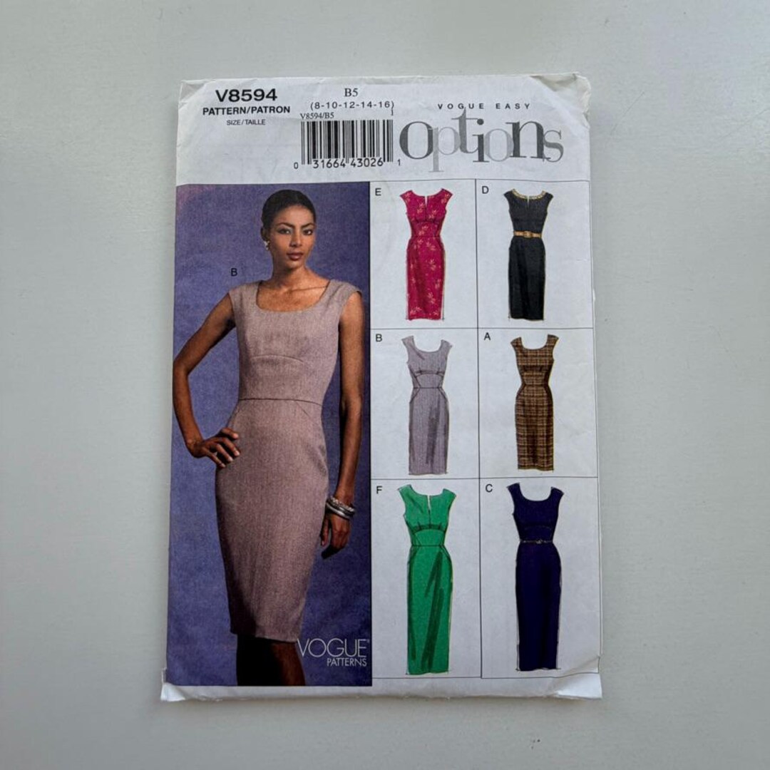 2009 Vogue V8594 Sewing Pattern – Fitted Sheath Dresses (sizes 8–16 ...