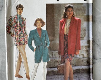 Conjunto Simplicity 7488 vintage de 1990 - Jaqueta, saia, shorts e calça feminina - Tamanho H (6-8-10) - Sem cortes e dobrado de fábrica.