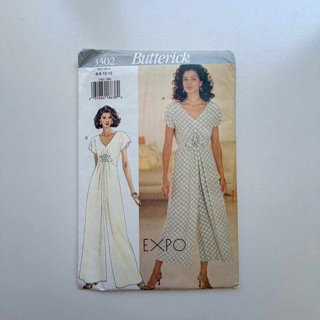 1995 Butterick 3302 Sewing Pattern – Misses’ Jumpsuit (sizes 6–8–10–12 ...
