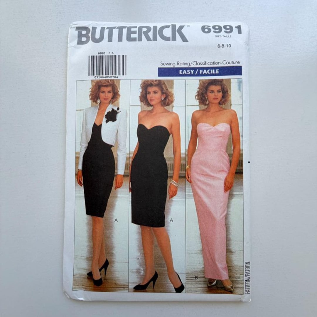 1986 Butterick 6991 Sewing Pattern – Misses’ Jacket and Evening Dress ...