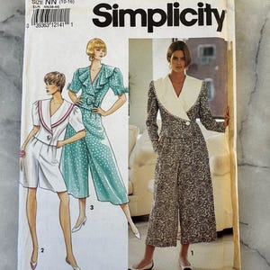 May include: A vintage Simplicity sewing pattern, number 7673, with illustrations of women's jumpsuits and a shorts set. The pattern includes sizing details and the Simplicity logo. The cover art displays various jumpsuit designs.