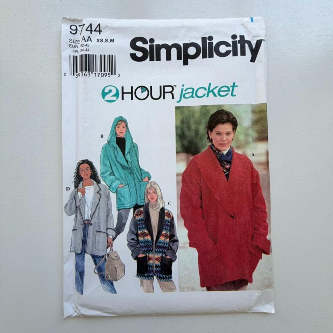 Simplicity Pattern 9754 1995 Simplicity 9744 Sewing Pattern – 2 Hour Jacket (sizes XS–M ...