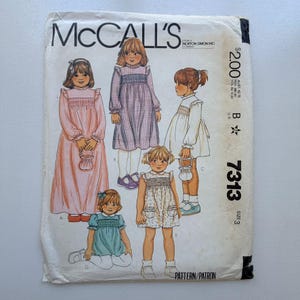 1980 McCalls 7313 Sewing Pattern – Toddlers And Childrens Dresses And Bag (Size 3) – Uncut And Factory Folded
