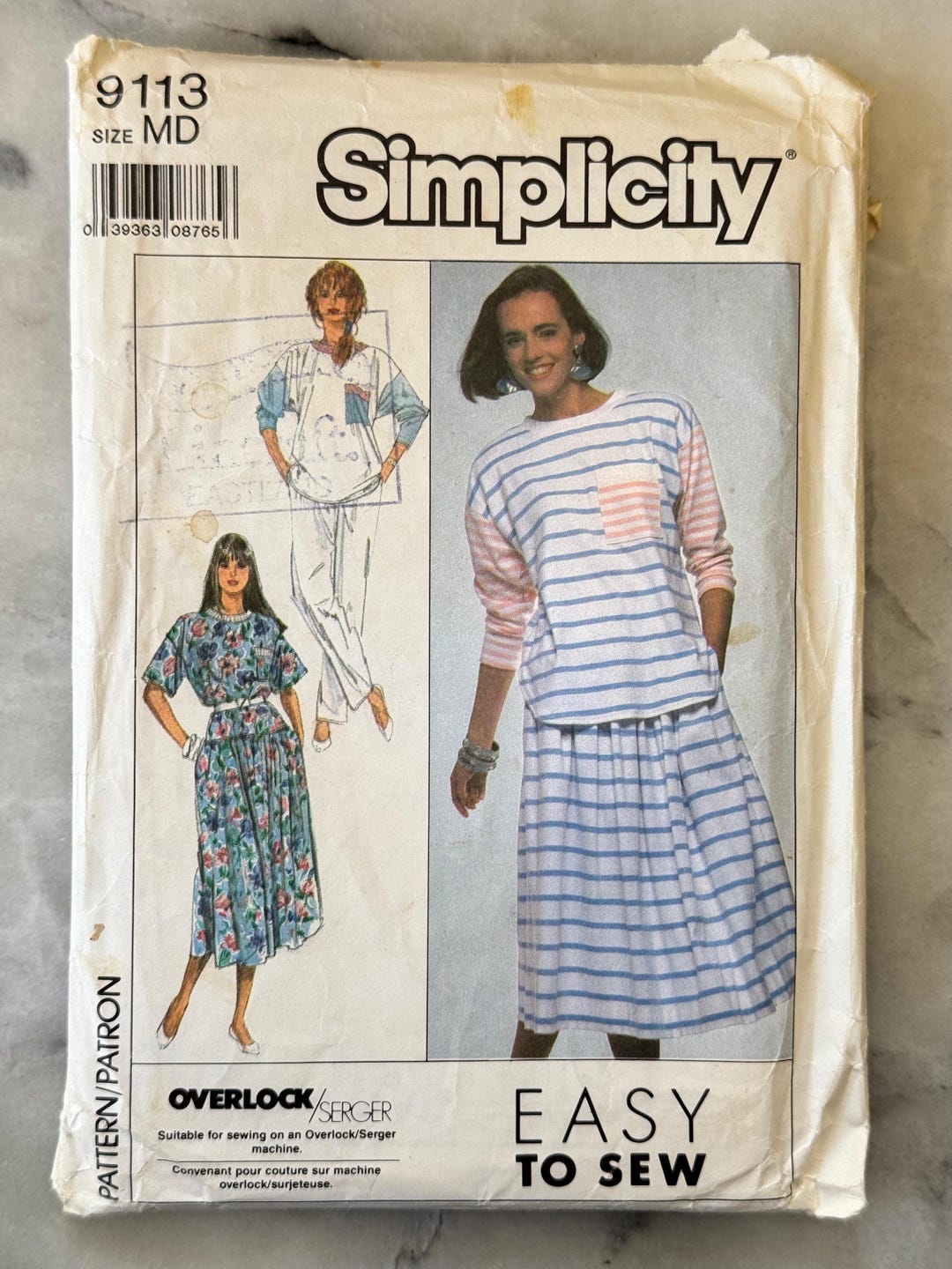1989 Simplicity 9113 Sewing Pattern - Misses’ Dress, Top, Skirt, and ...